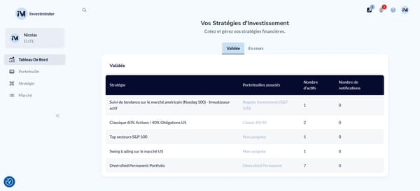 Mockup du Suivi de Portefeuille Investminder