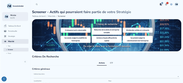 Mockup des Investminder-Screeners